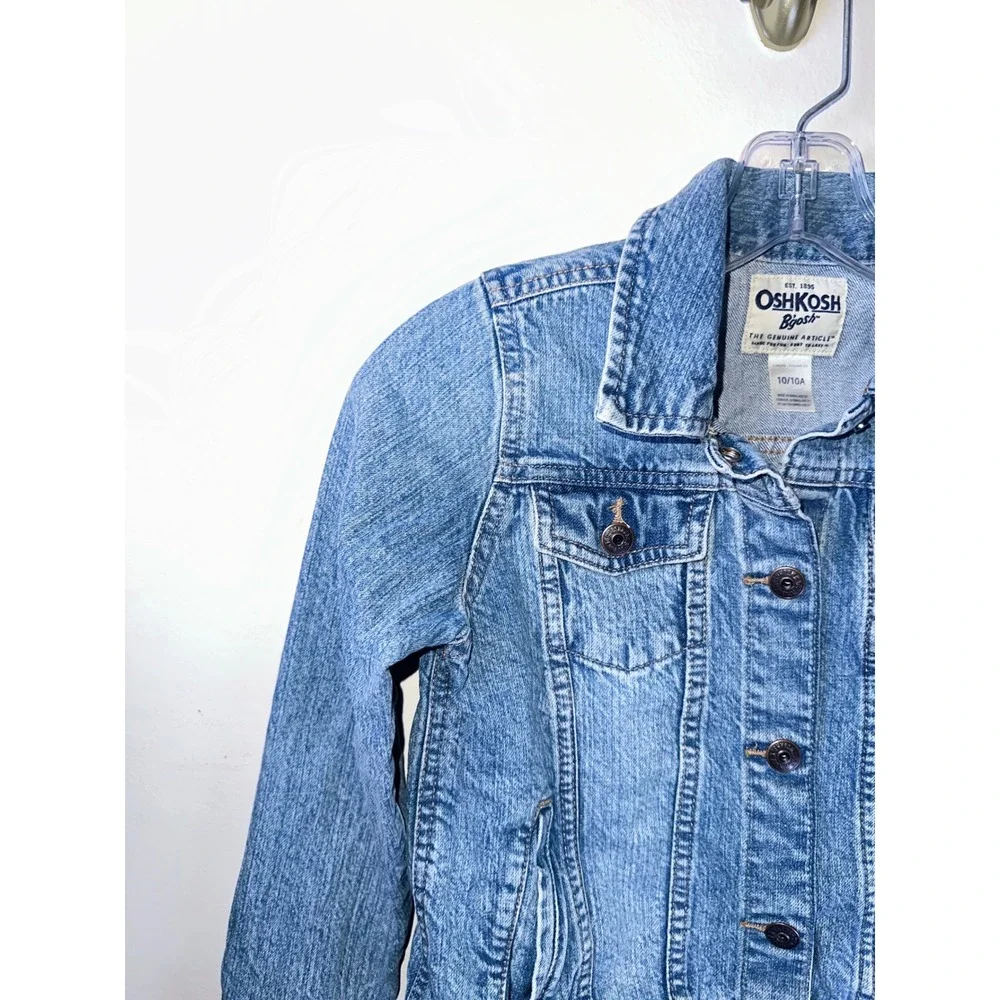 OshKosh Bgosh Kids Blue Denim Trucker Jacket Medium Wash Size 10/10A